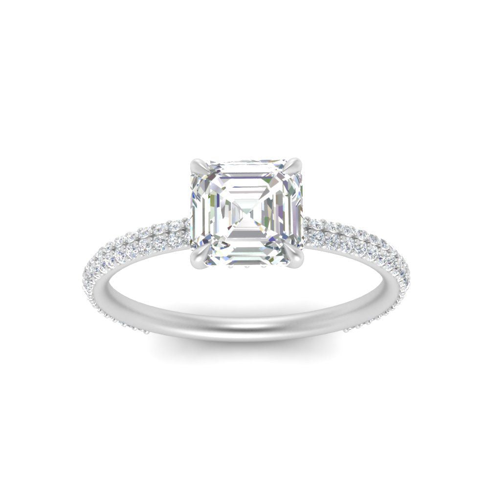 Lab diamond Under Halo Engagement Rings 14K Gold