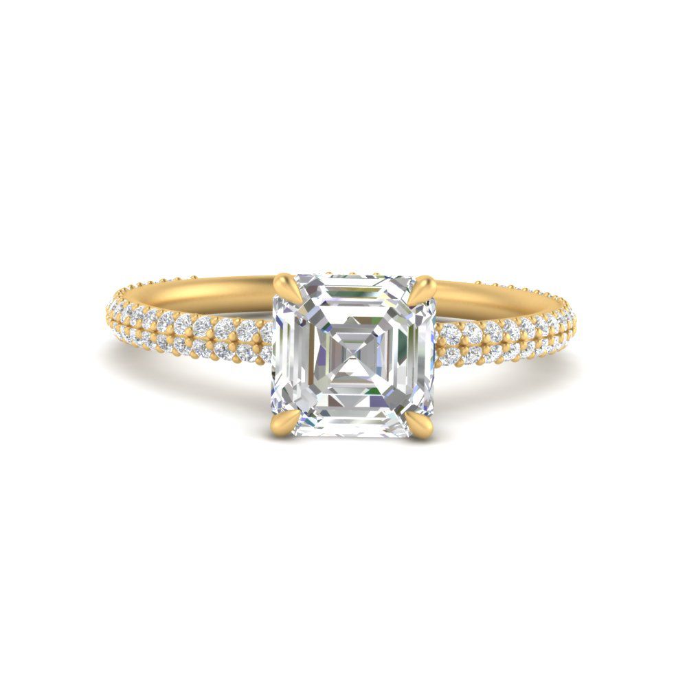 Lab diamond Under Halo Engagement Rings 14K Gold