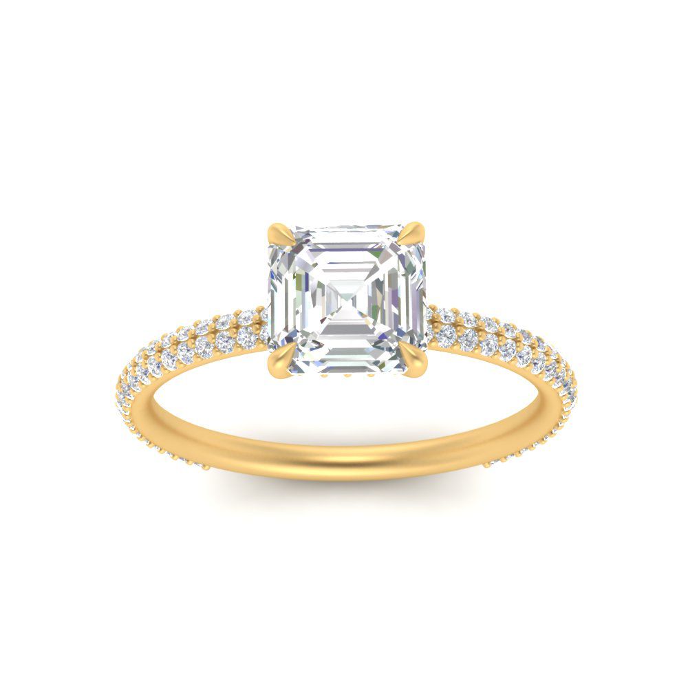 Lab diamond Under Halo Engagement Rings 14K Gold