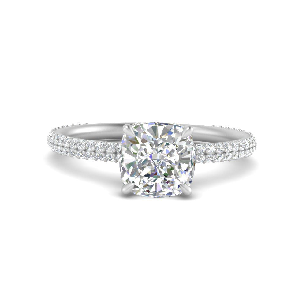 Lab diamond Under Halo Engagement Rings 14K Gold