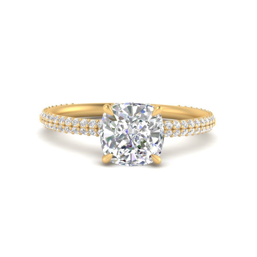 Lab diamond Under Halo Engagement Rings 14K Gold