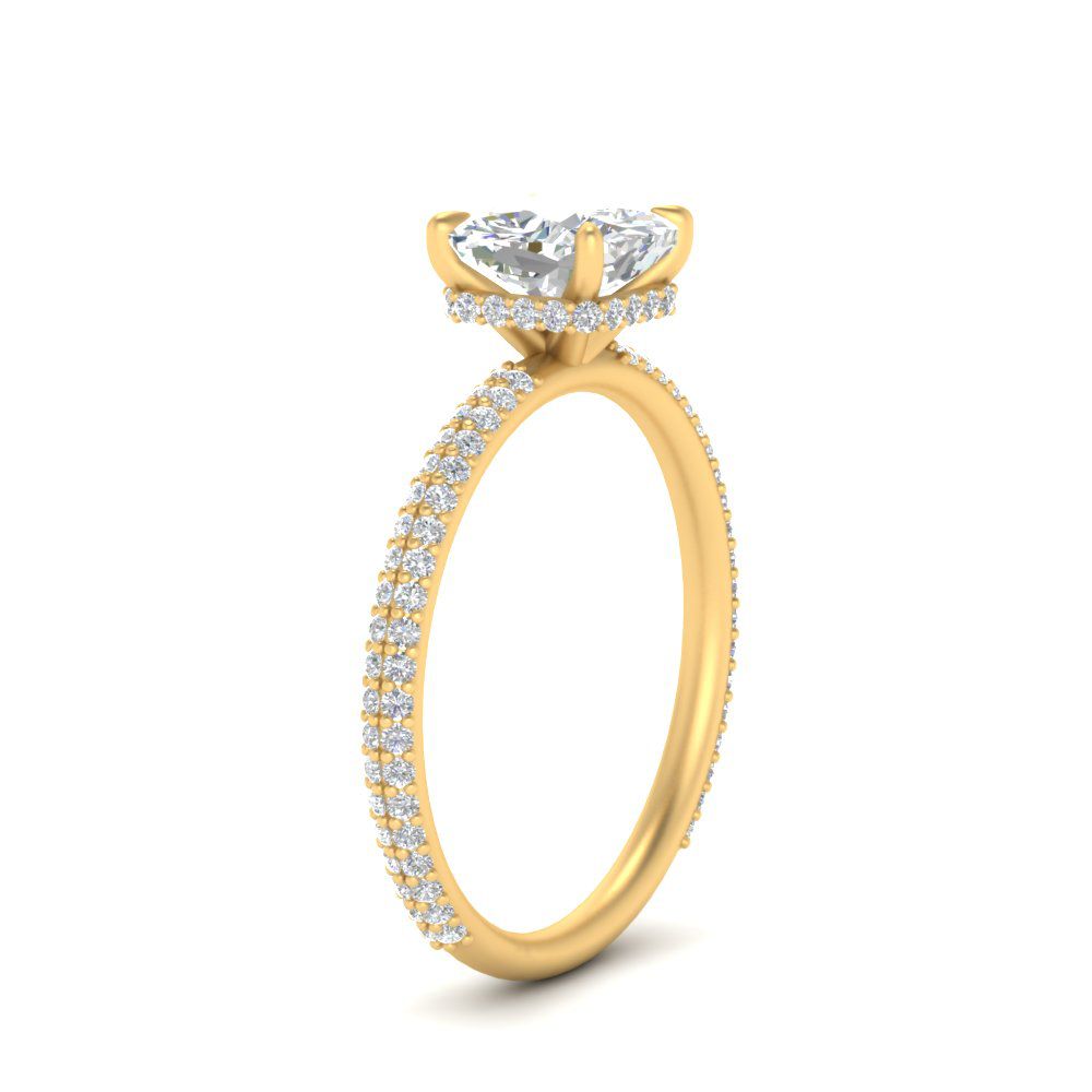 Lab diamond Under Halo Engagement Rings 14K Gold