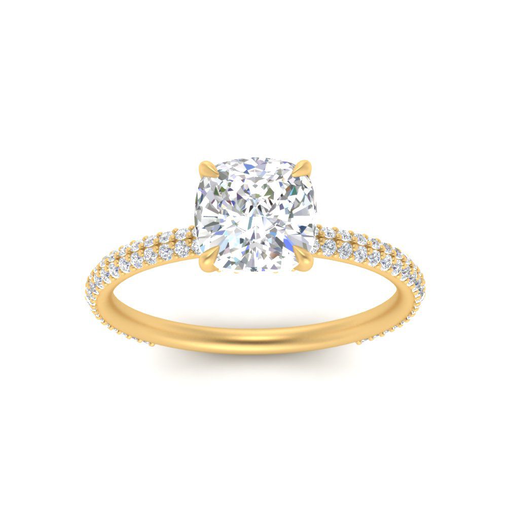 Lab diamond Under Halo Engagement Rings 14K Gold