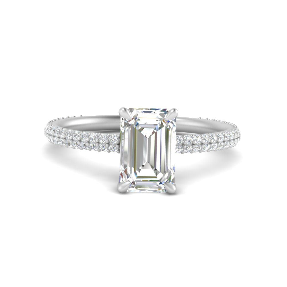 Lab diamond Under Halo Engagement Rings 14K Gold