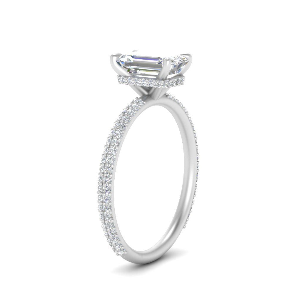 Lab diamond Under Halo Engagement Rings 14K Gold