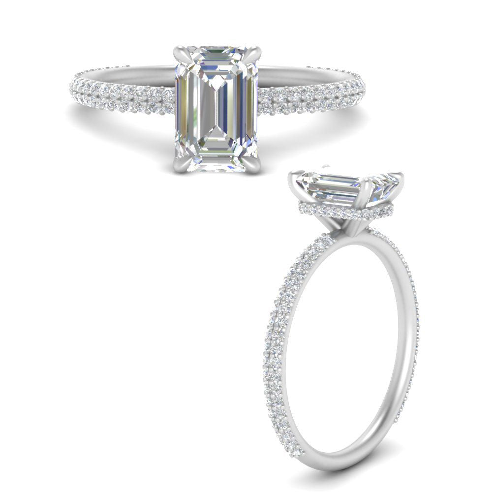 Lab diamond Under Halo Engagement Rings 14K Gold