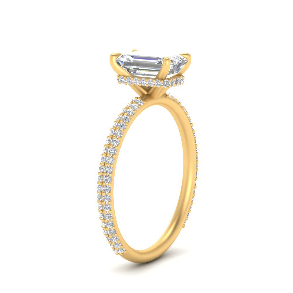 Lab diamond Under Halo Engagement Rings 14K Gold