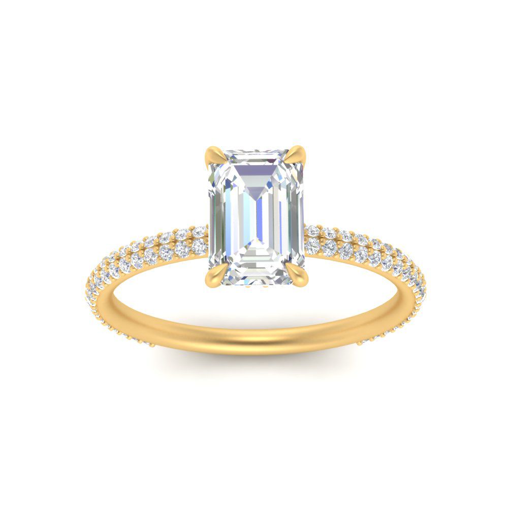 Lab diamond Under Halo Engagement Rings 14K Gold