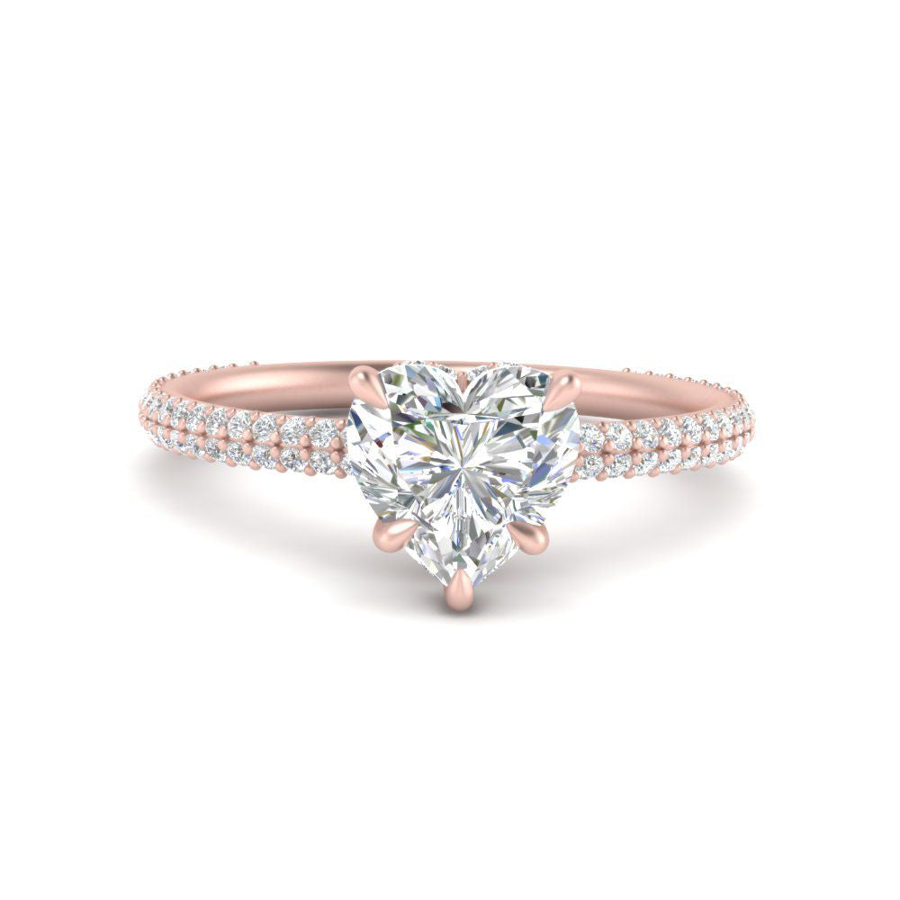 Lab diamond Under Halo Engagement Rings 14K Gold