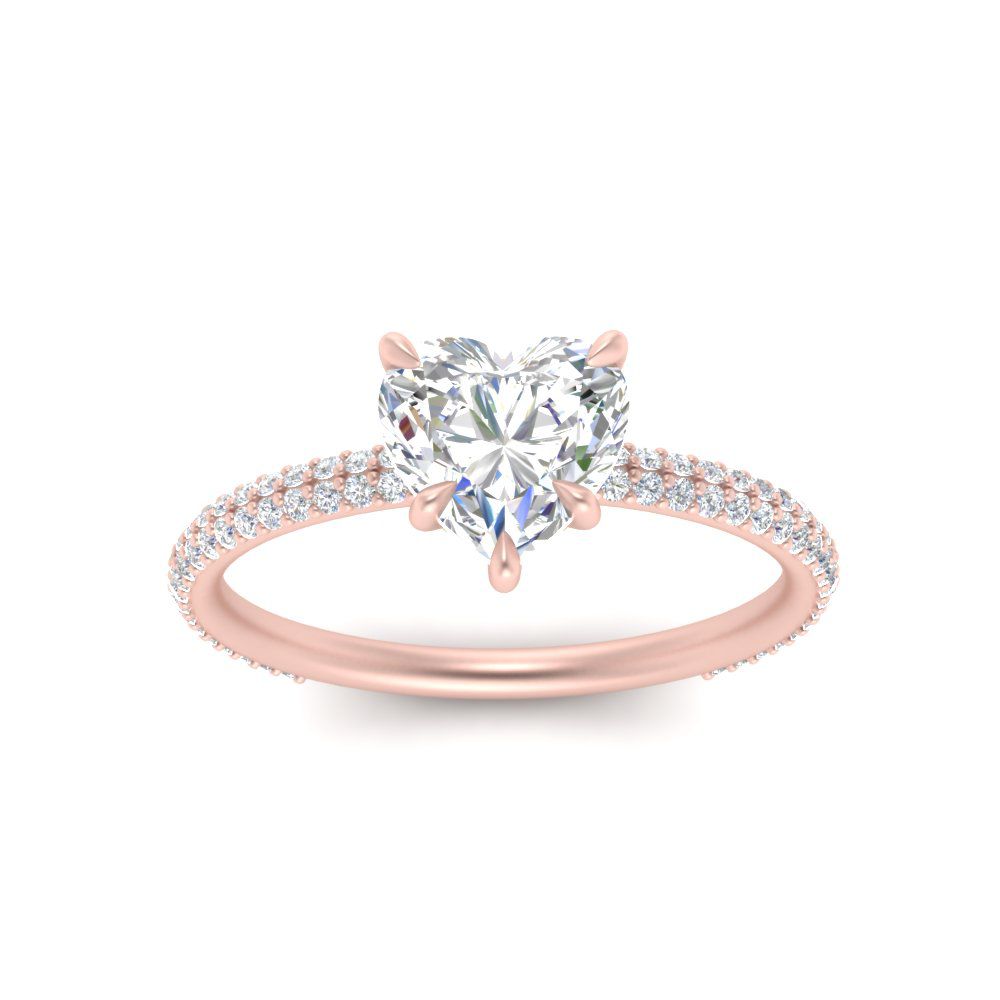 Lab diamond Under Halo Engagement Rings 14K Gold