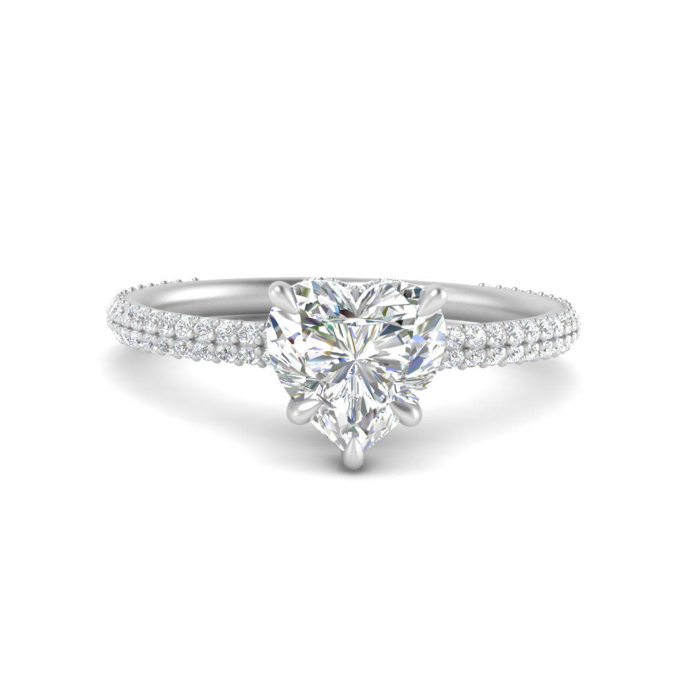 Lab diamond Under Halo Engagement Rings 14K Gold