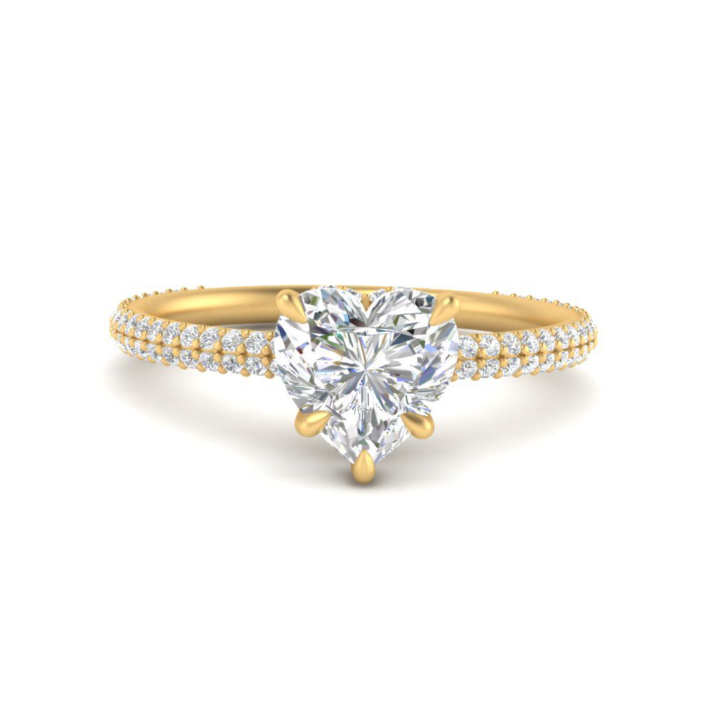 Lab diamond Under Halo Engagement Rings 14K Gold