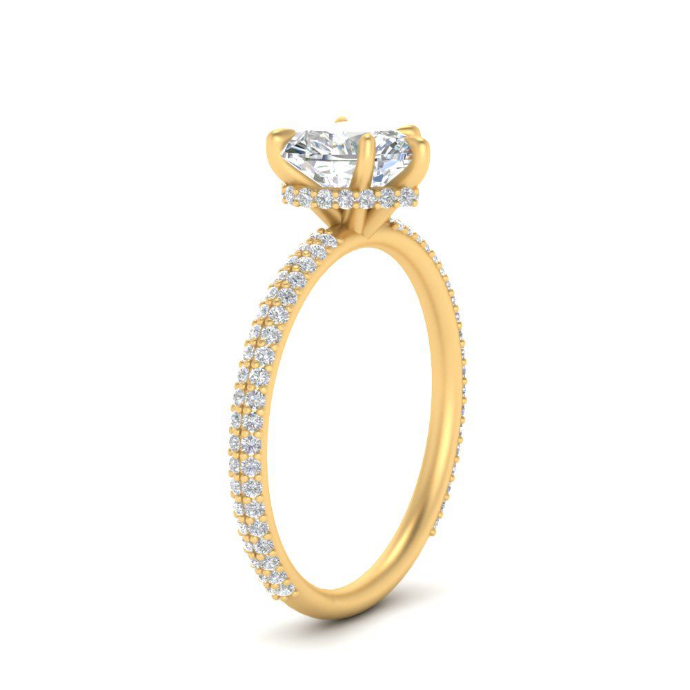 Lab diamond Under Halo Engagement Rings 14K Gold