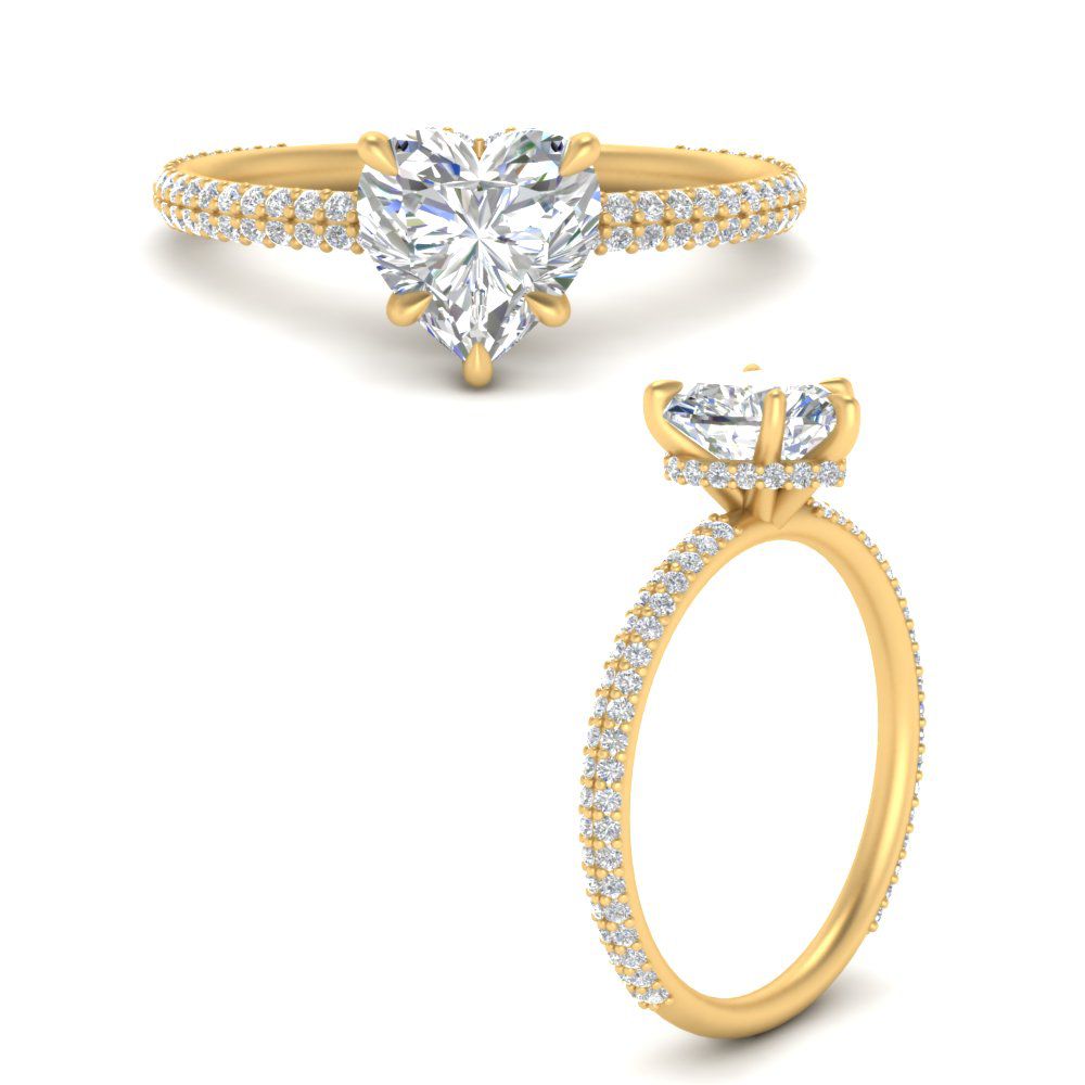 Lab diamond Under Halo Engagement Rings 14K Gold