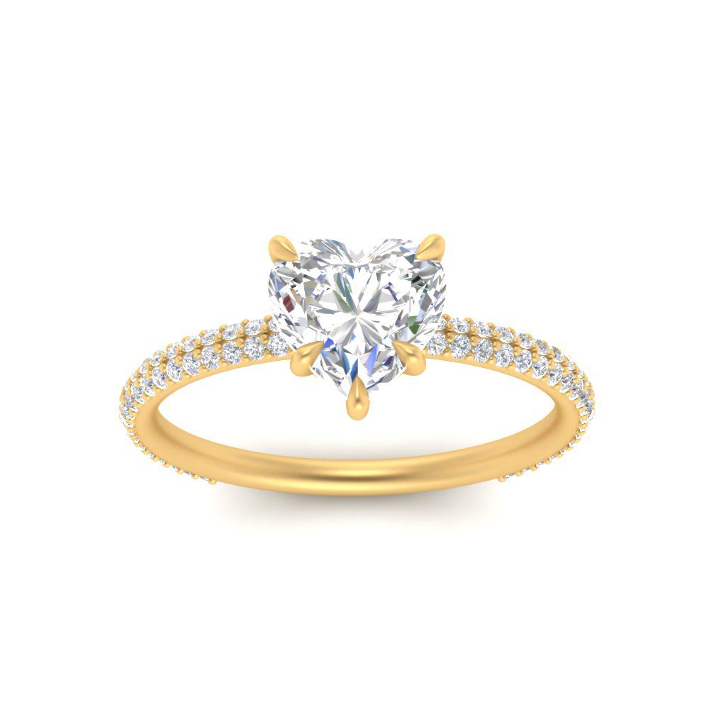 Lab diamond Under Halo Engagement Rings 14K Gold