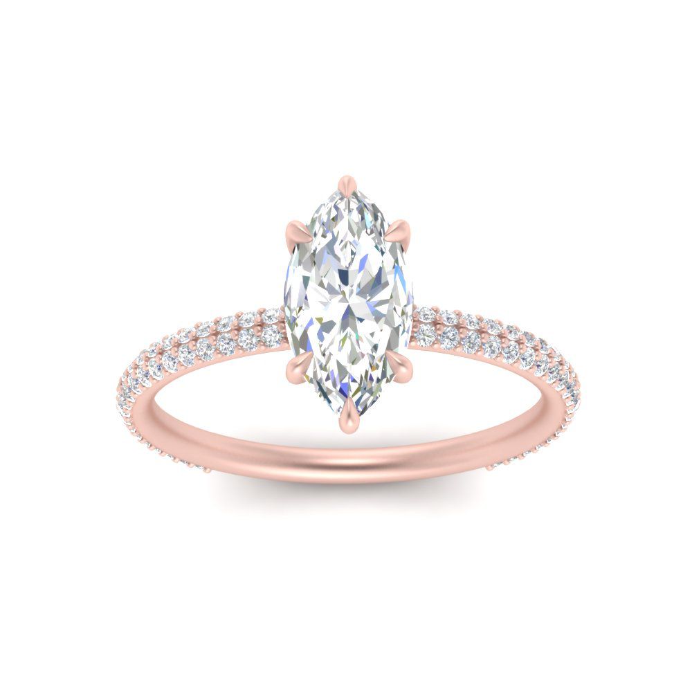 Lab diamond Under Halo Engagement Rings 14K Gold