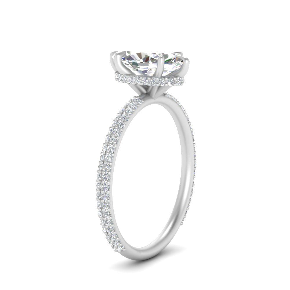 Lab diamond Under Halo Engagement Rings 14K Gold