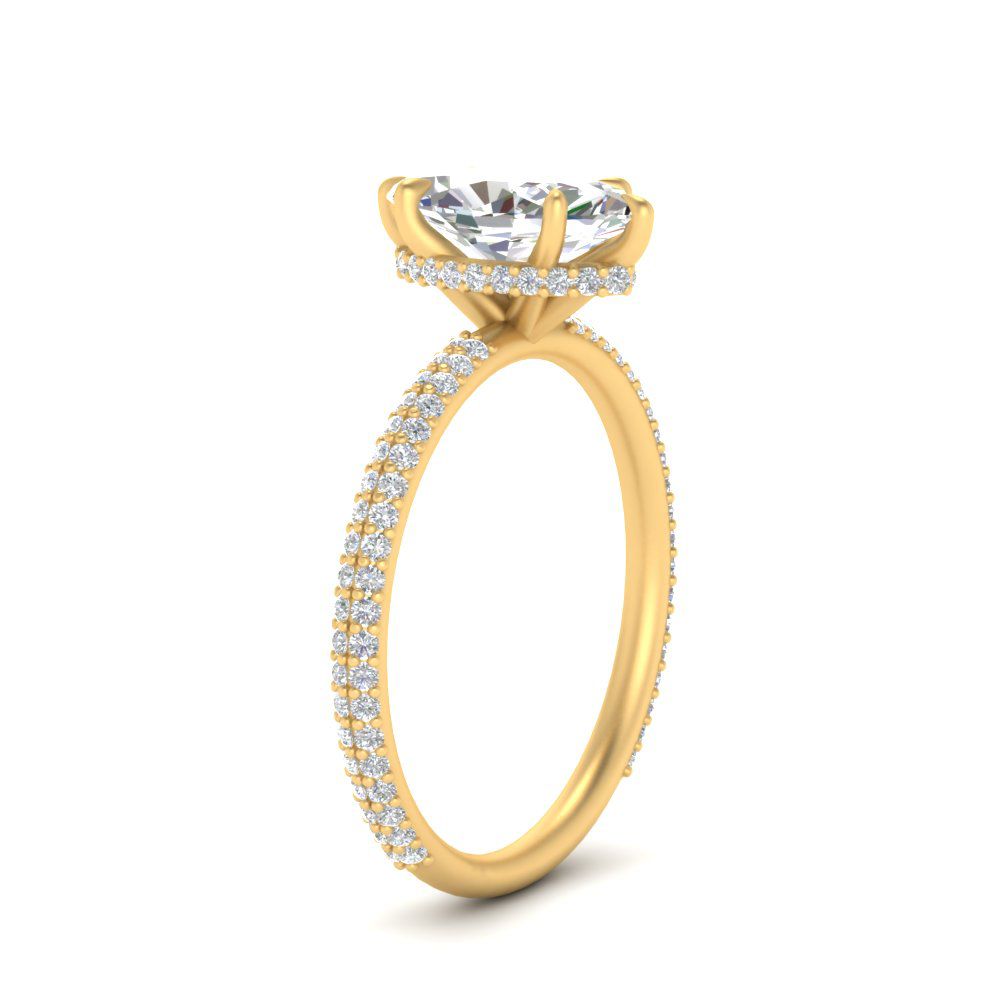 Lab diamond Under Halo Engagement Rings 14K Gold