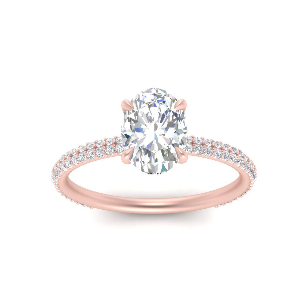 Lab diamond Under Halo Engagement Rings 14K Gold