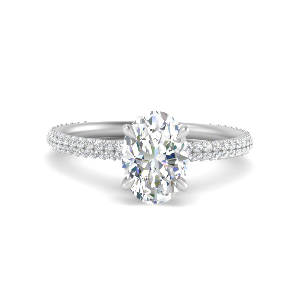 Lab diamond Under Halo Engagement Rings 14K Gold