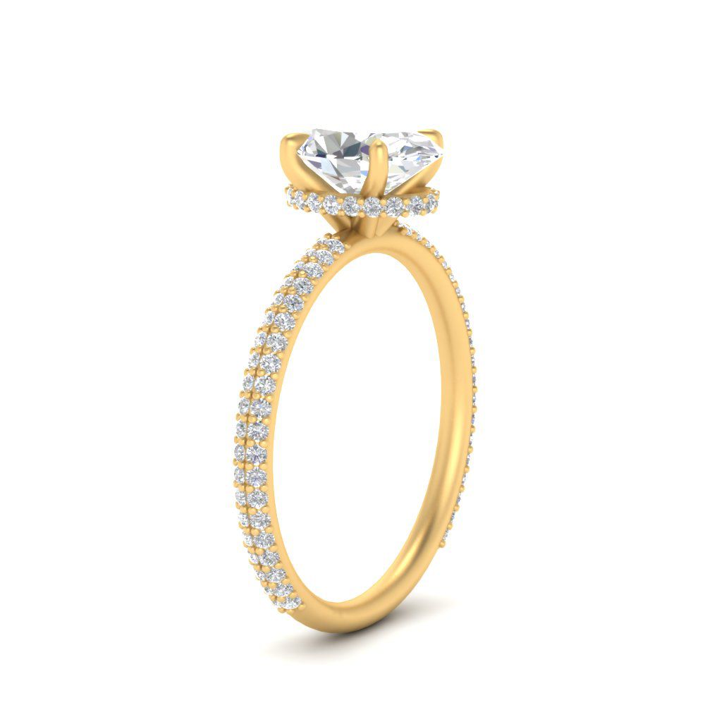 Lab diamond Under Halo Engagement Rings 14K Gold