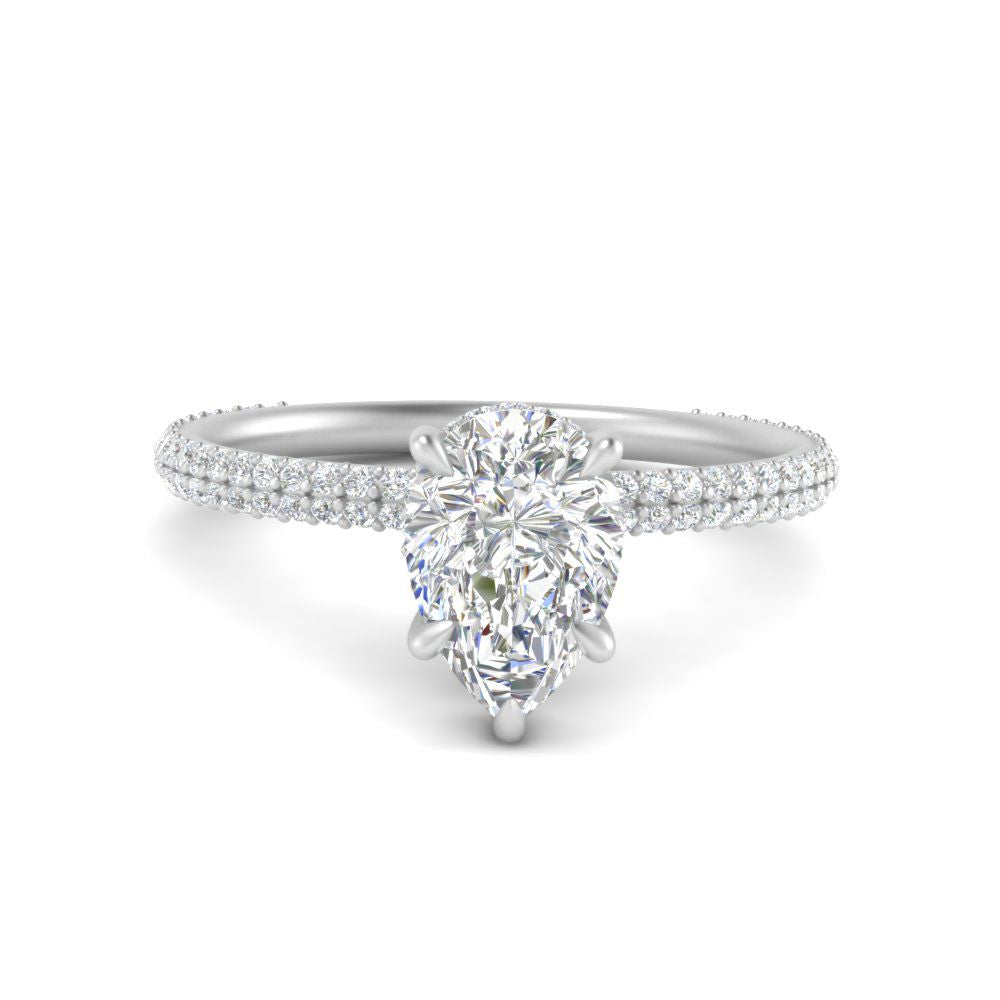 Lab diamond Under Halo Engagement Rings 14K Gold