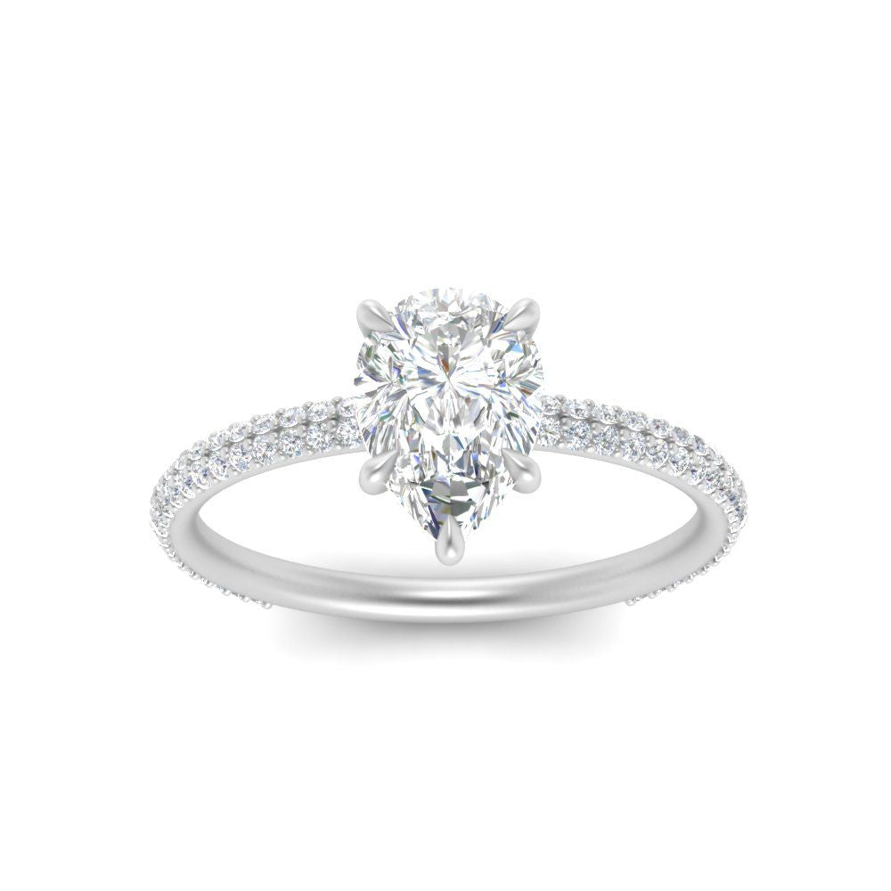 Lab diamond Under Halo Engagement Rings 14K Gold