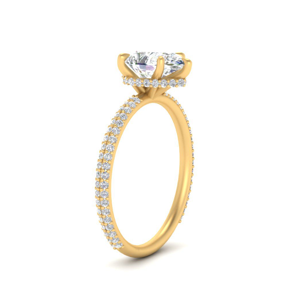 Lab diamond Under Halo Engagement Rings 14K Gold