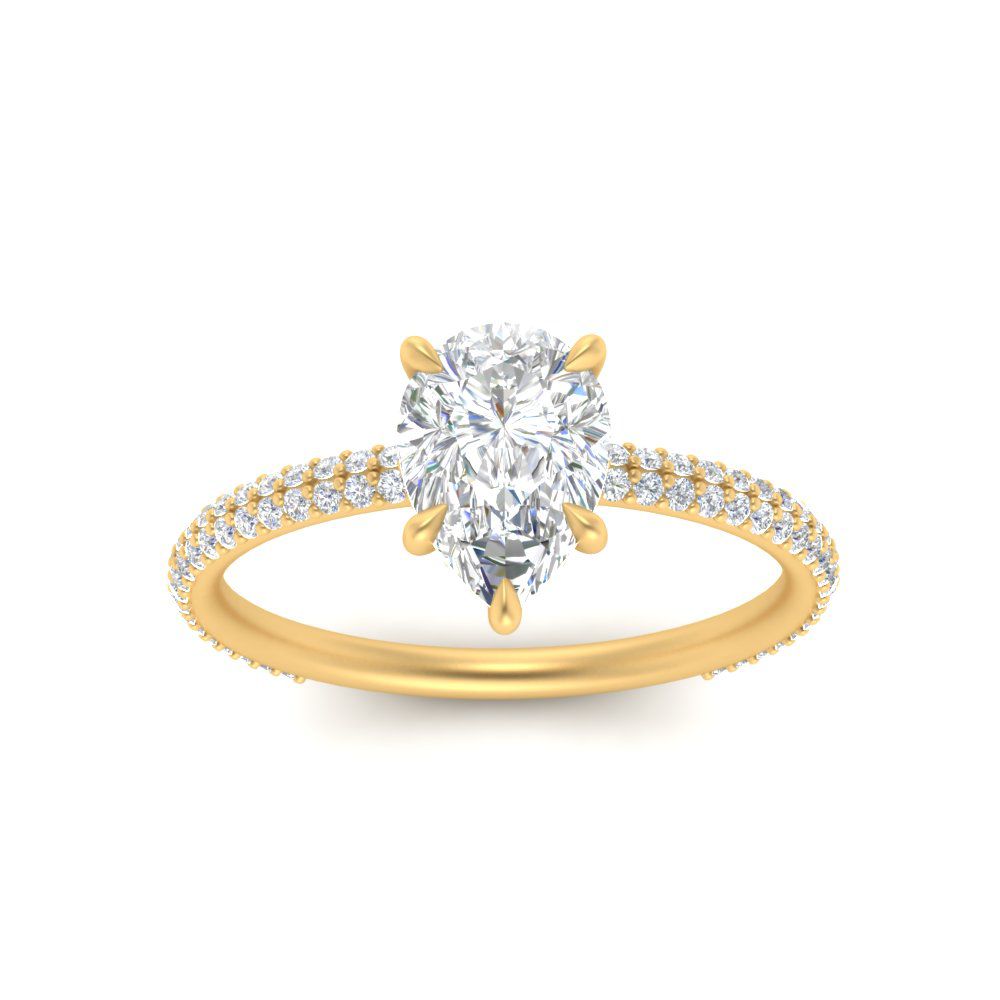 Lab diamond Under Halo Engagement Rings 14K Gold