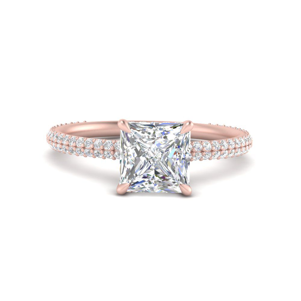 Lab diamond Under Halo Engagement Rings 14K Gold