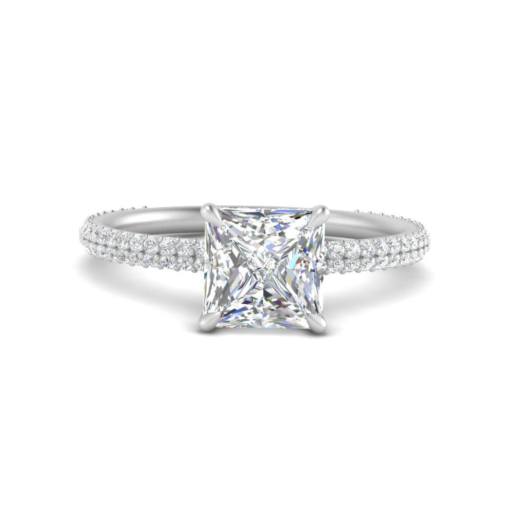 Lab diamond Under Halo Engagement Rings 14K Gold