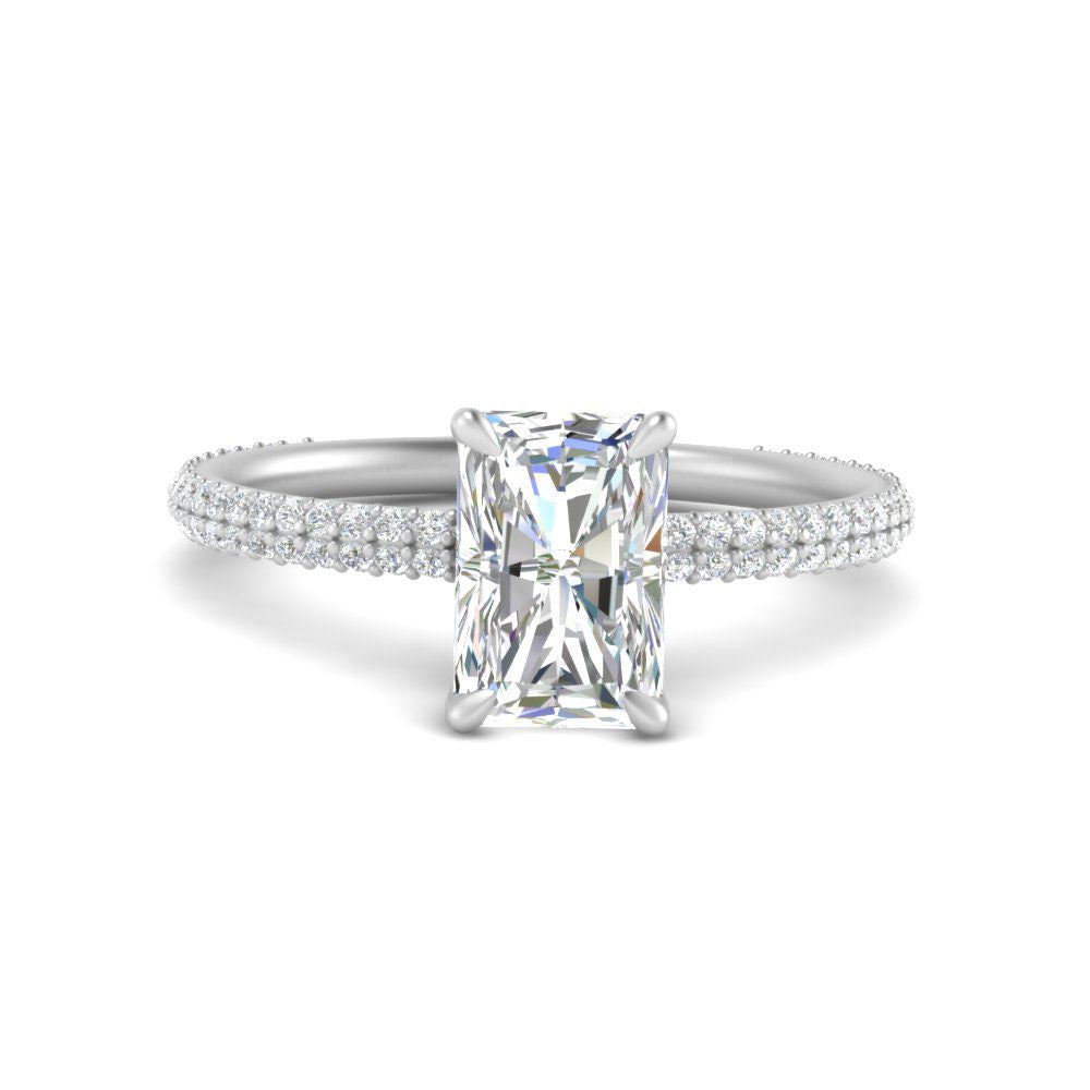 Lab diamond Under Halo Engagement Rings 14K Gold