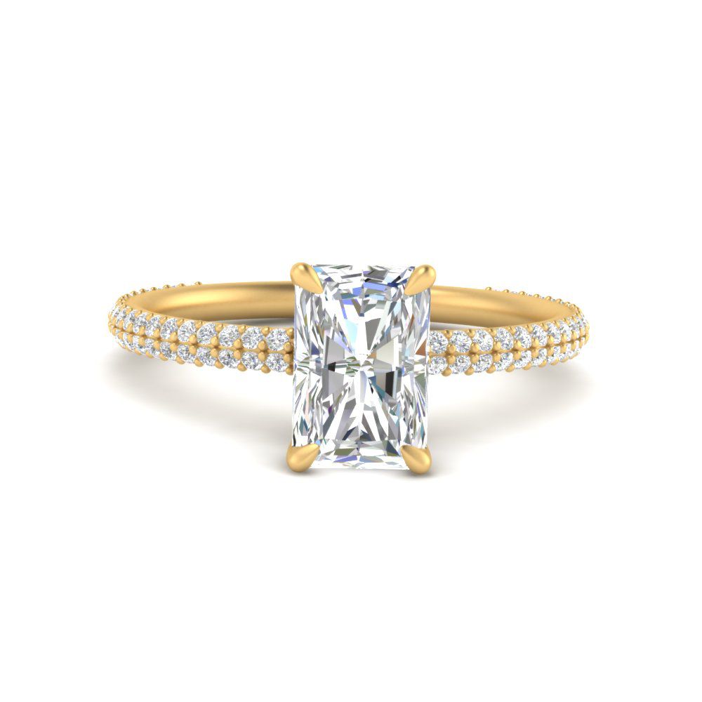 Lab diamond Under Halo Engagement Rings 14K Gold