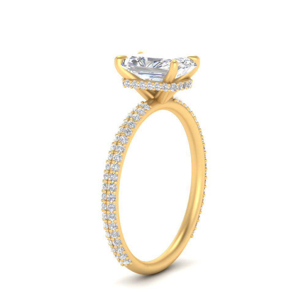 Lab diamond Under Halo Engagement Rings 14K Gold