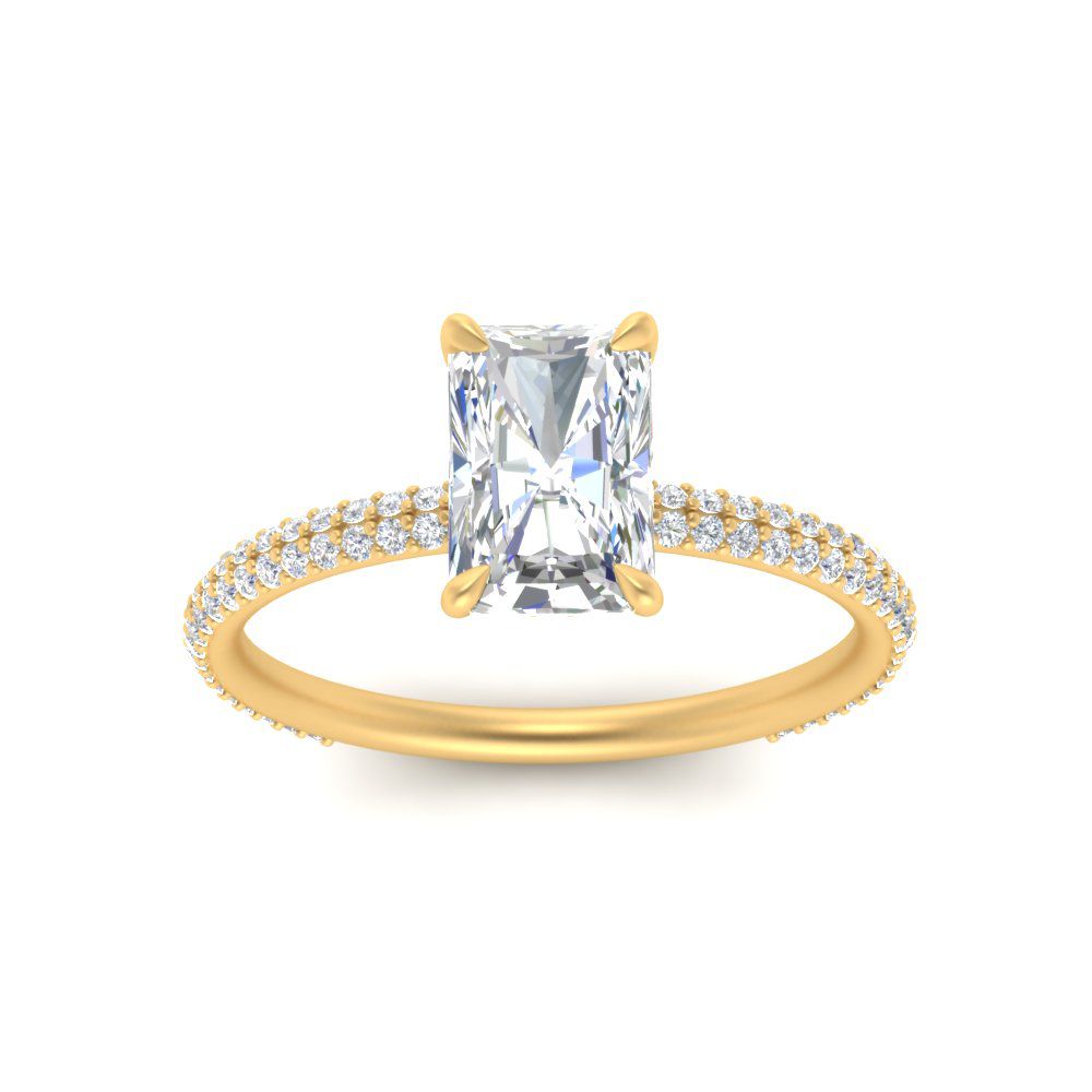 Lab diamond Under Halo Engagement Rings 14K Gold