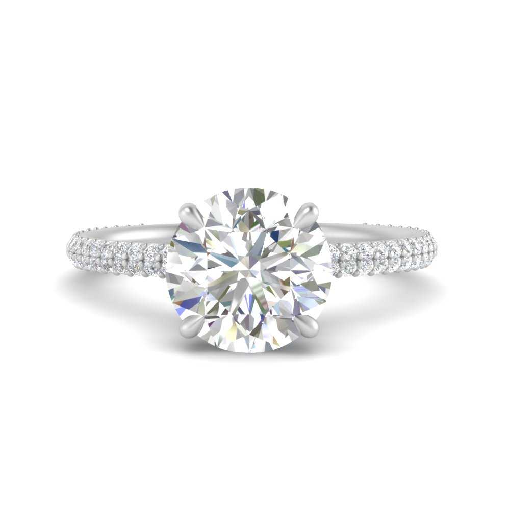 Lab diamond Under Halo Engagement Rings 14K Gold