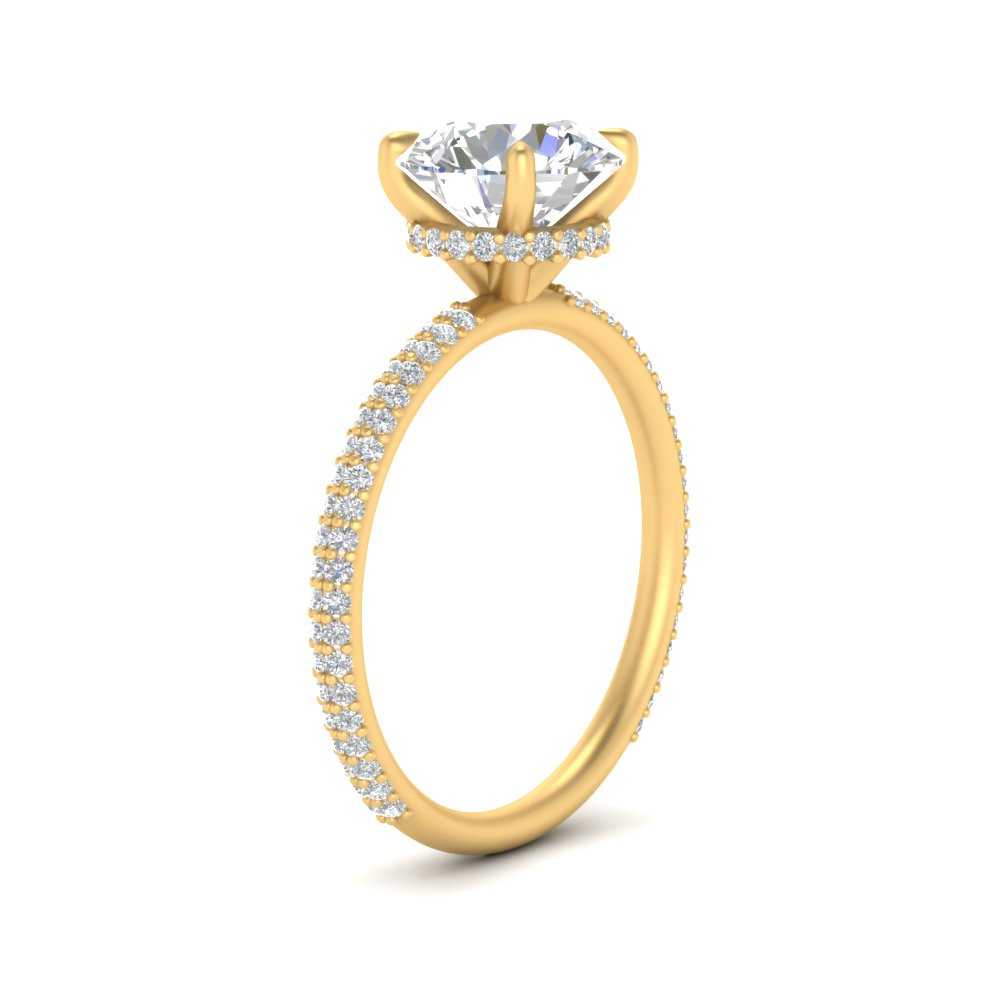 Lab diamond Under Halo Engagement Rings 14K Gold