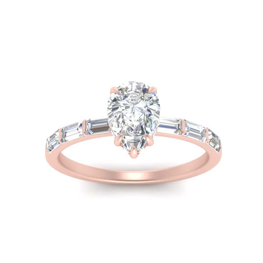 Lab Grown Pear Shaped Diamond Halo Engagement Rings 14K Rose Gold