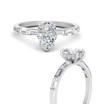 Load image into Gallery viewer, Lab Grown Pear Shaped Diamond Halo Engagement Rings 14K White Gold
