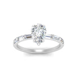 Load image into Gallery viewer, Lab Grown Pear Shaped Diamond Halo Engagement Rings 14K White Gold
