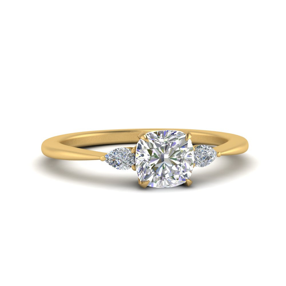 Lab diamond 3 Stone Engagement Rings 14K Gold