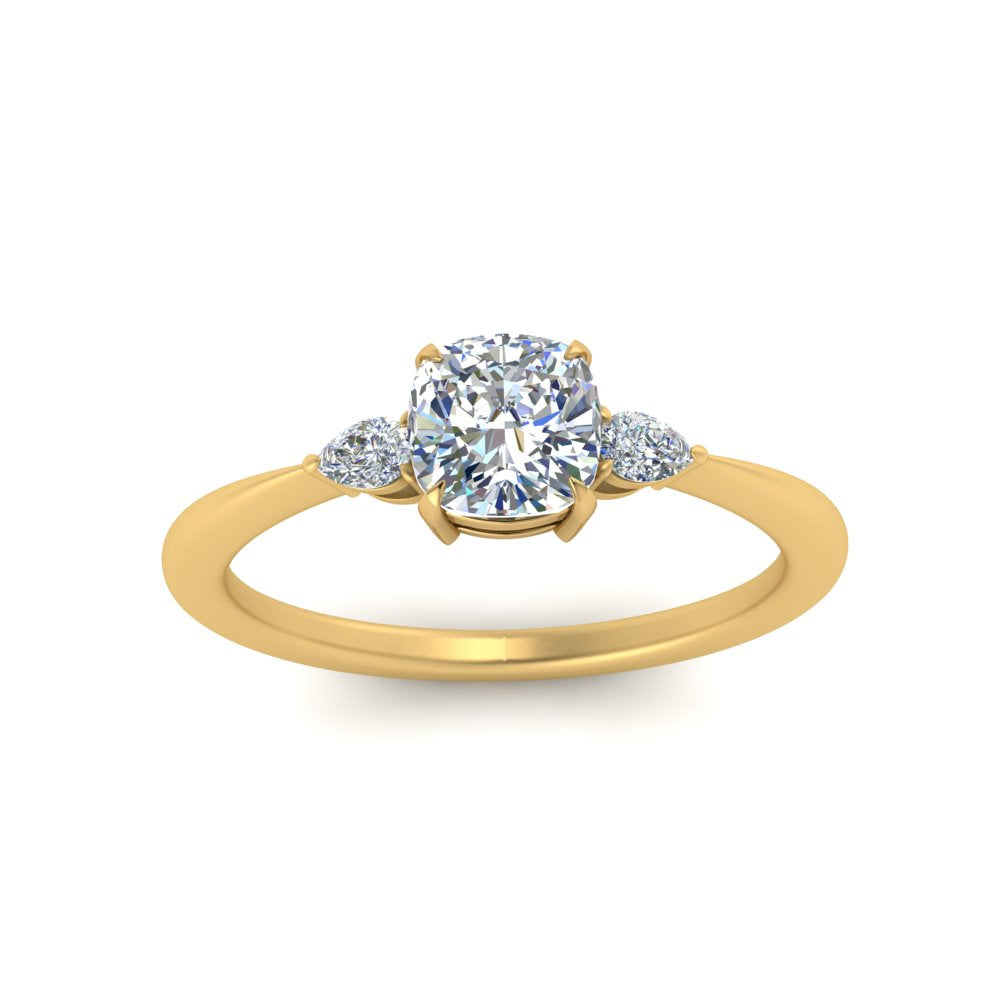 Lab diamond 3 Stone Engagement Rings 14K Gold