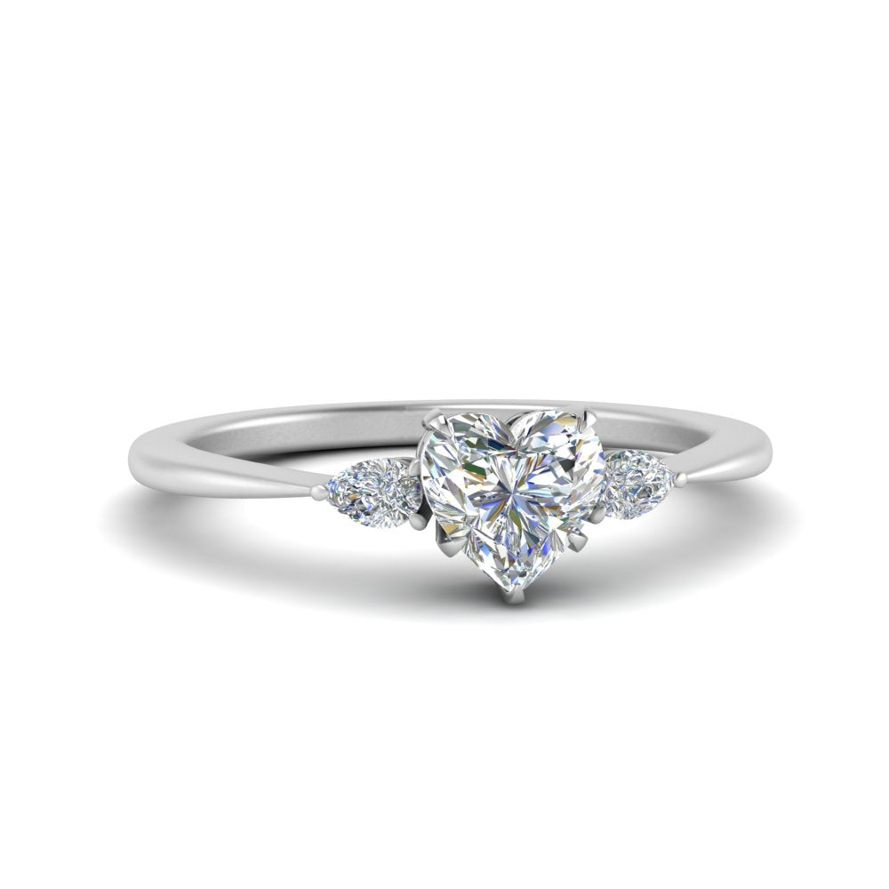 Lab diamond 3 Stone Tapered Engagement Rings 14K Gold