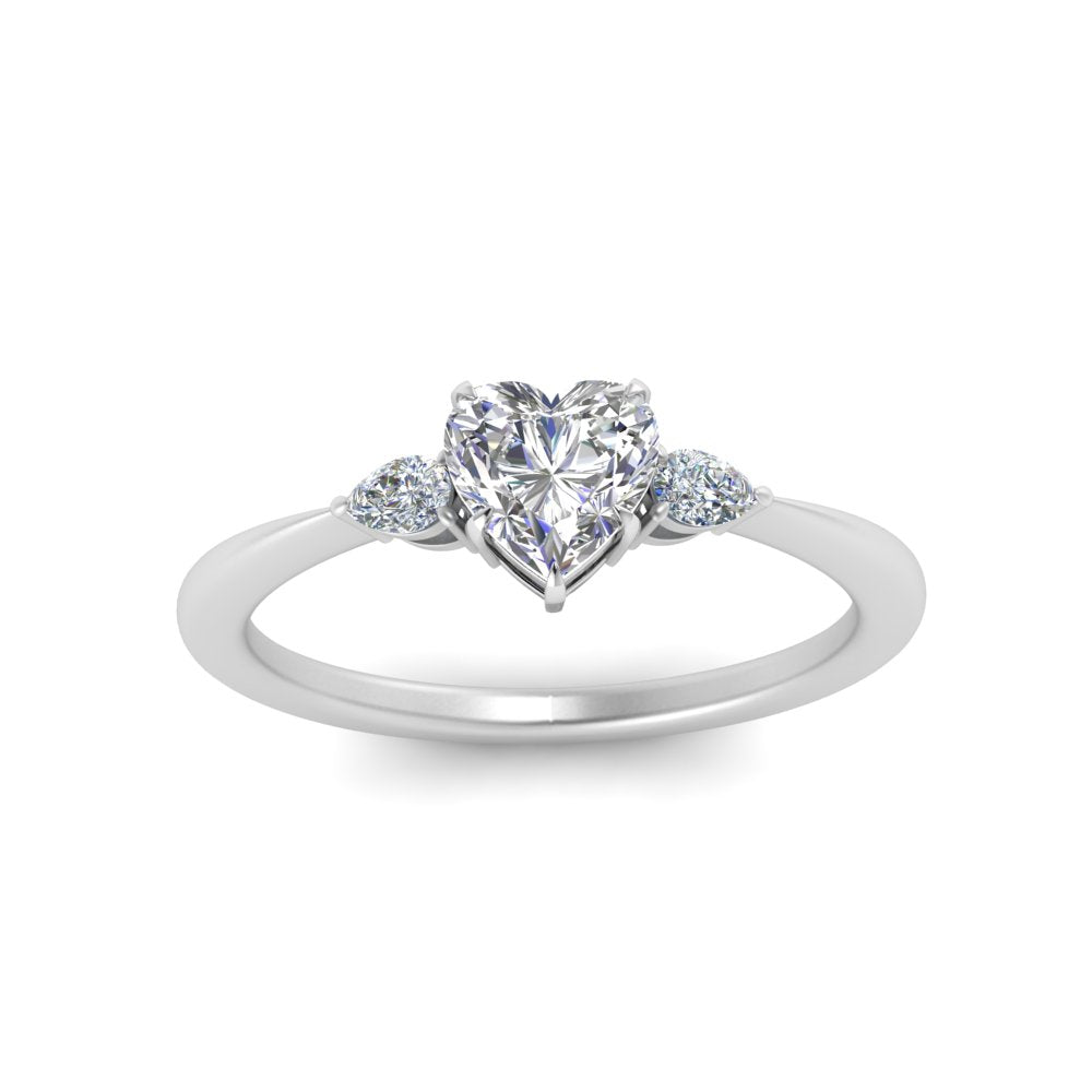 Lab diamond 3 Stone Tapered Engagement Rings 14K Gold