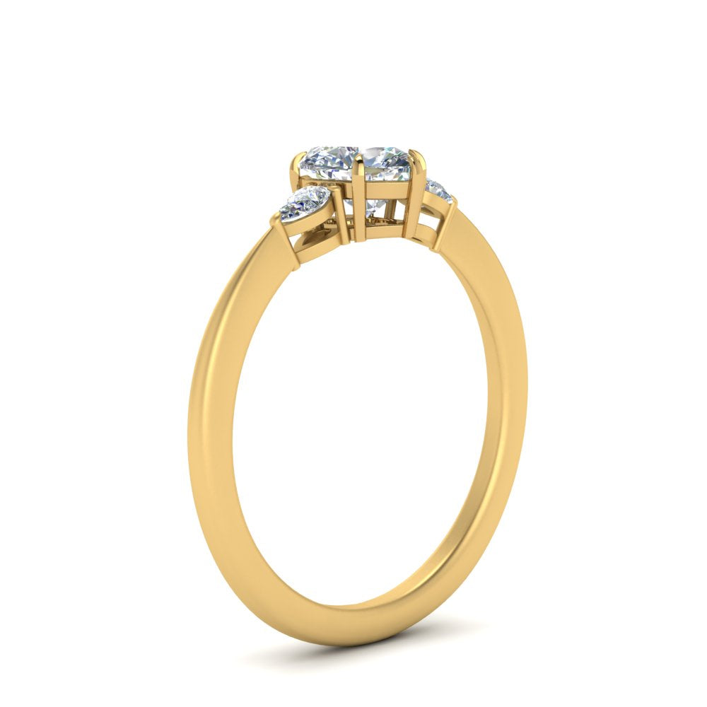 Lab diamond 3 Stone Tapered Engagement Rings 14K Gold