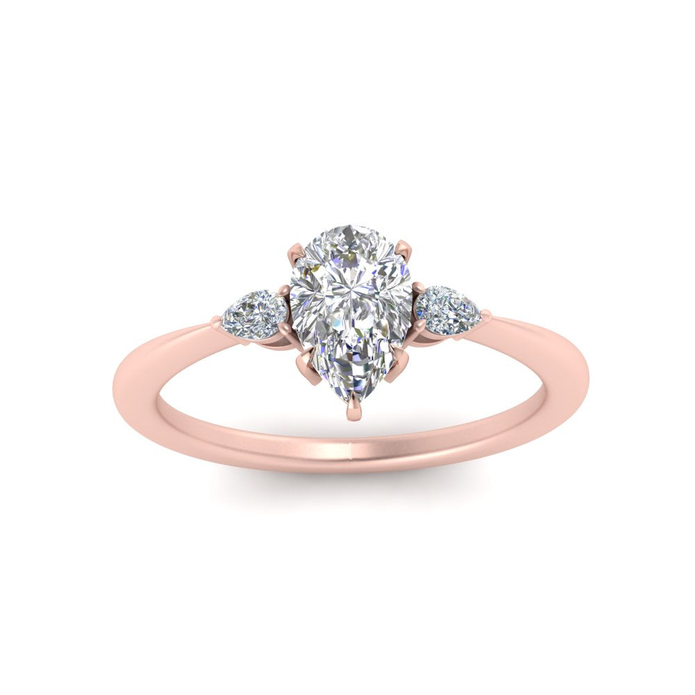 Lab diamond 3 Stone Engagement Rings 14K Gold