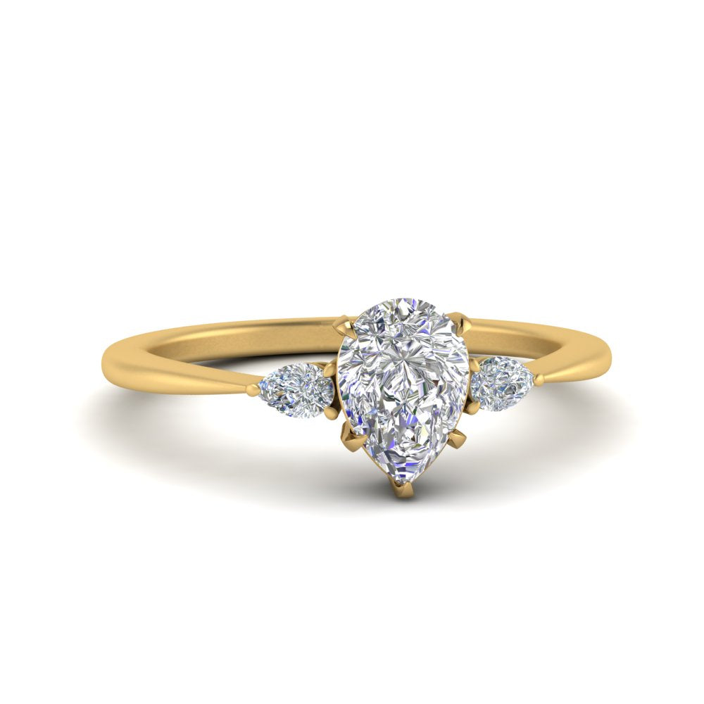 Lab diamond 3 Stone Engagement Rings 14K Gold