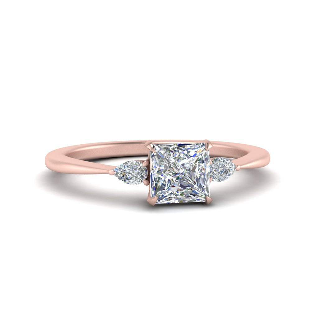 Lab diamond 3 Stone Engagement Rings 14K Gold