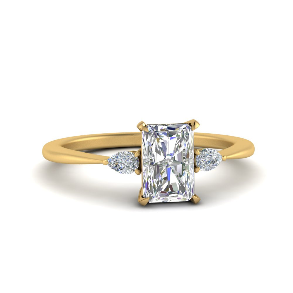 Lab diamond 3 Stone Engagement Rings 14K Gold