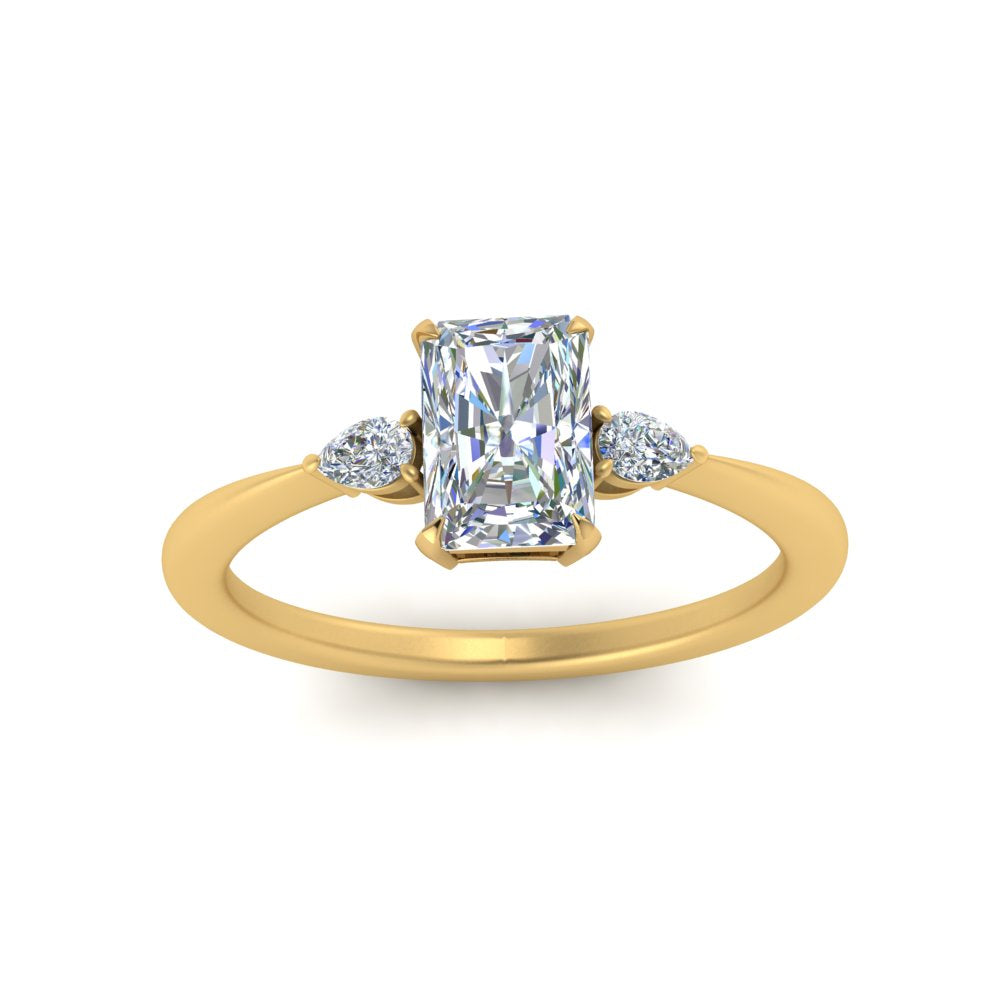 Lab diamond 3 Stone Engagement Rings 14K Gold